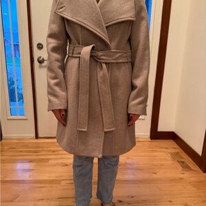 Calvin Klein Beige and Black Lined Coat